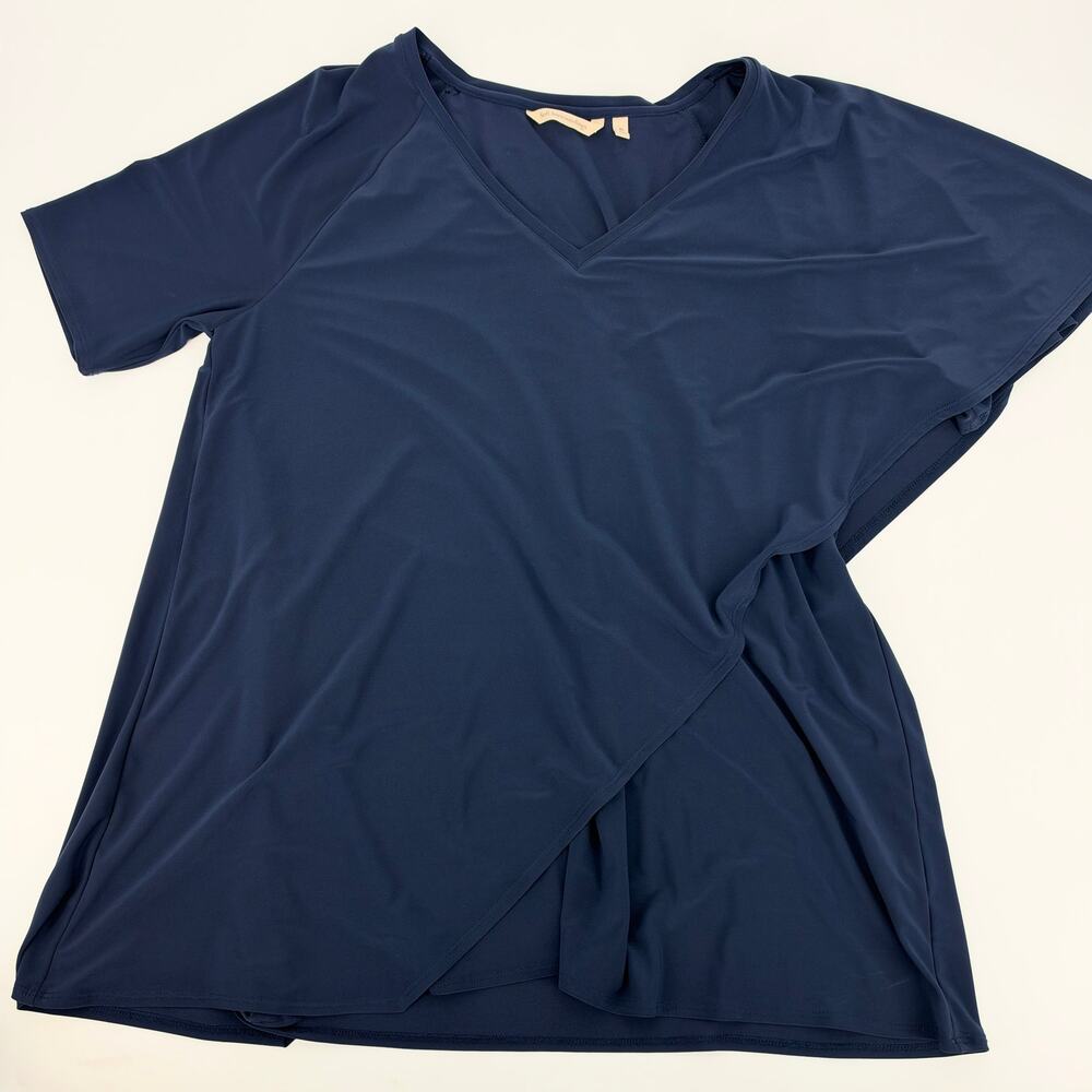 Soft Surroundings Madeline Asymmetric Overlay Tunic Blue Top Size XL Preowned